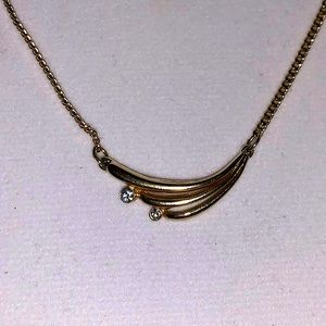 Avon Gold Plated Necklace w/ Rhinestone Accent